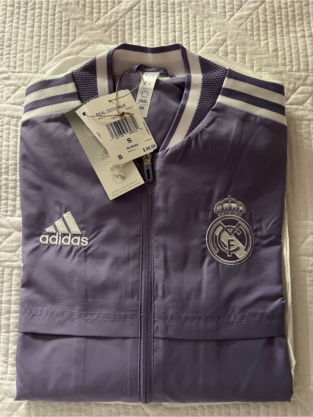 Adidas Men Lavender Real Madrid Track Jacket